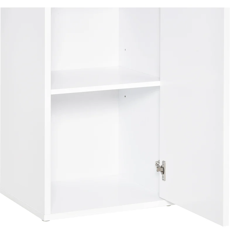 Meuble colonne salle de bain 35 x 31 x 172 cm compact tiroir coulissant contemporain en panneaux de particules blanc 21_0001881
