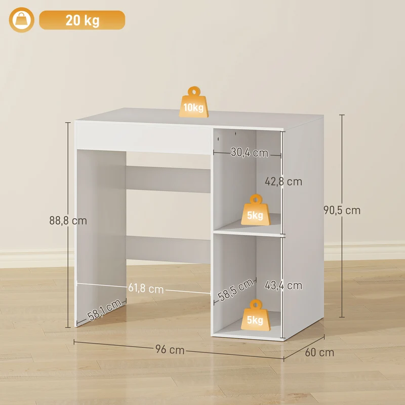 Meuble au-dessus de machine à laver 96 x 60 x 90.5 cm gain de place rangement sûr moderne en panneau de particules blanc 21_0002127
