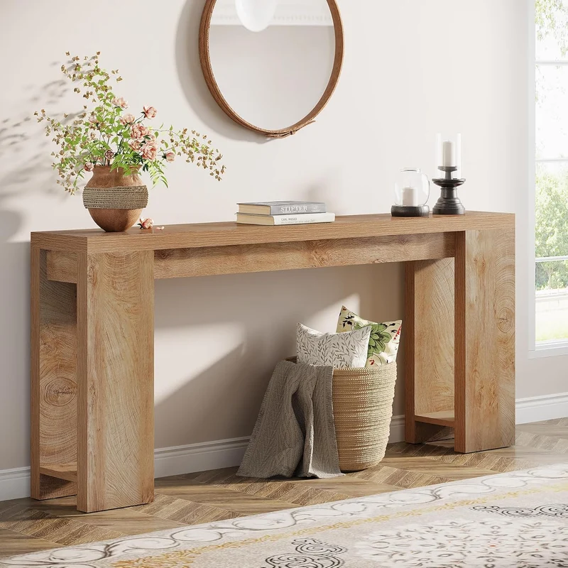 Tribesigns Console 160 cm, Table de canapé de style ferme Table d'appoint d'entrée
