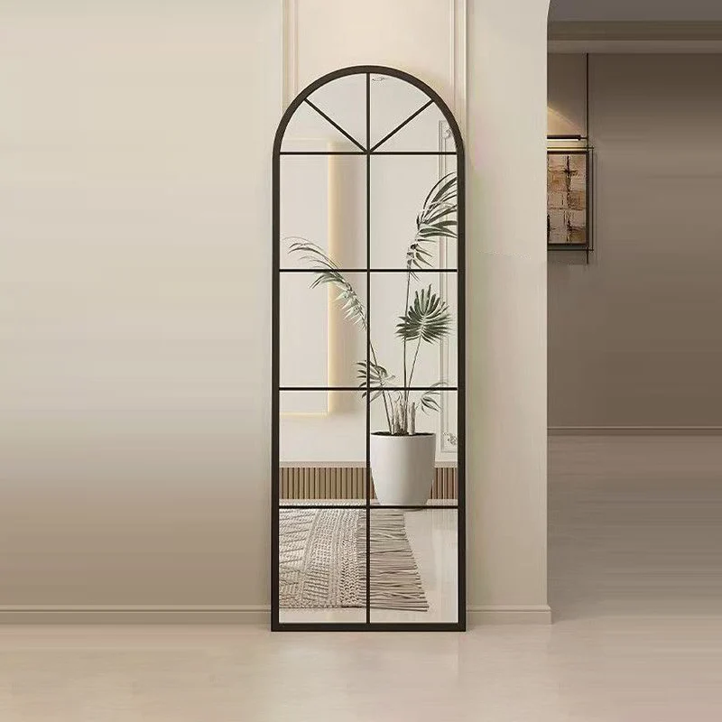 Traditional French Plywood Glass Oval Full-Length Floor Mirror With HD Anti-Explosion Glass For Living Room & Bedroom