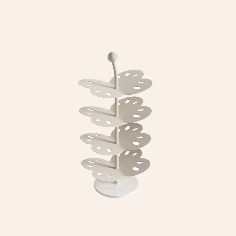 Modern Art Deco Space-Saving Carbon Steel Marble Butterfly Shoe Storage Rack 4/6-Tier For Entryway & Hallway