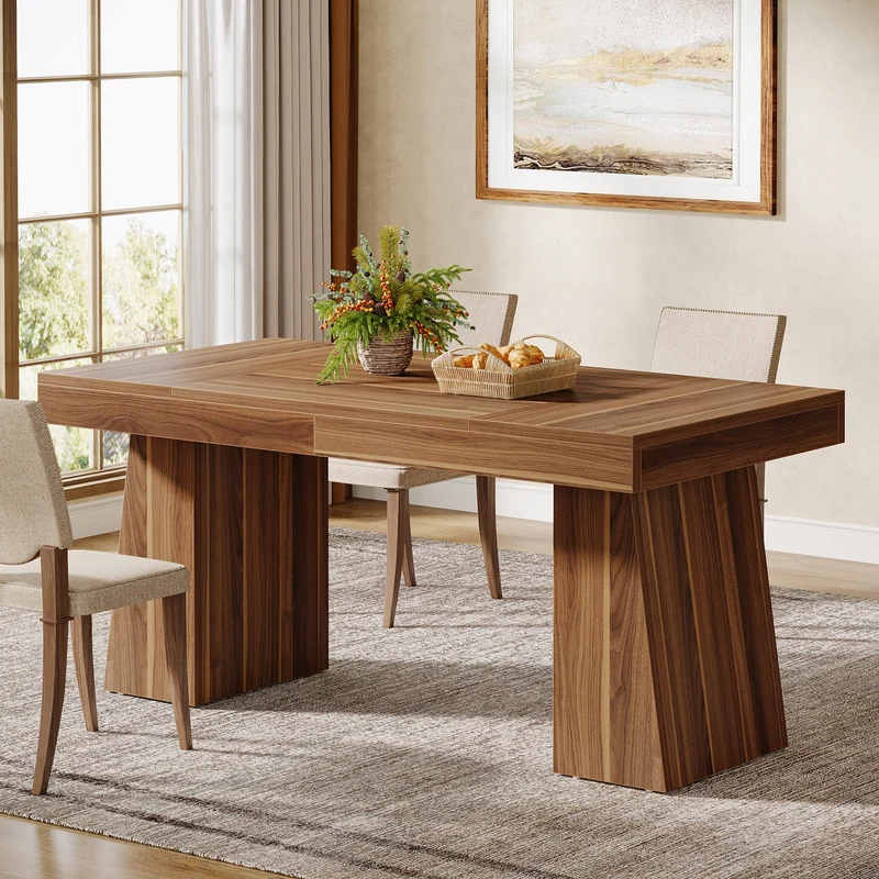 Tribesigns Table à manger 140 cm, Table de cuisine en bois pour 4 à 6 personnes
