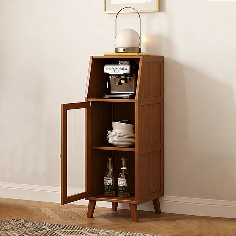 Traditional Chinese Bamboo MDF Acrylic Trapezoid Rectangular Sideboard Cabinet With 1/2/3 Cabinet For Living Room