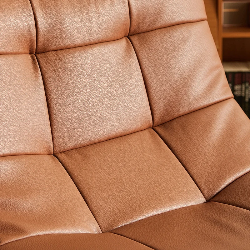 Modern Luxury Carbon Steel & Plywood Microfiber Leather Rounded Accent Chair With Swivel And Rocking Function For Living Room