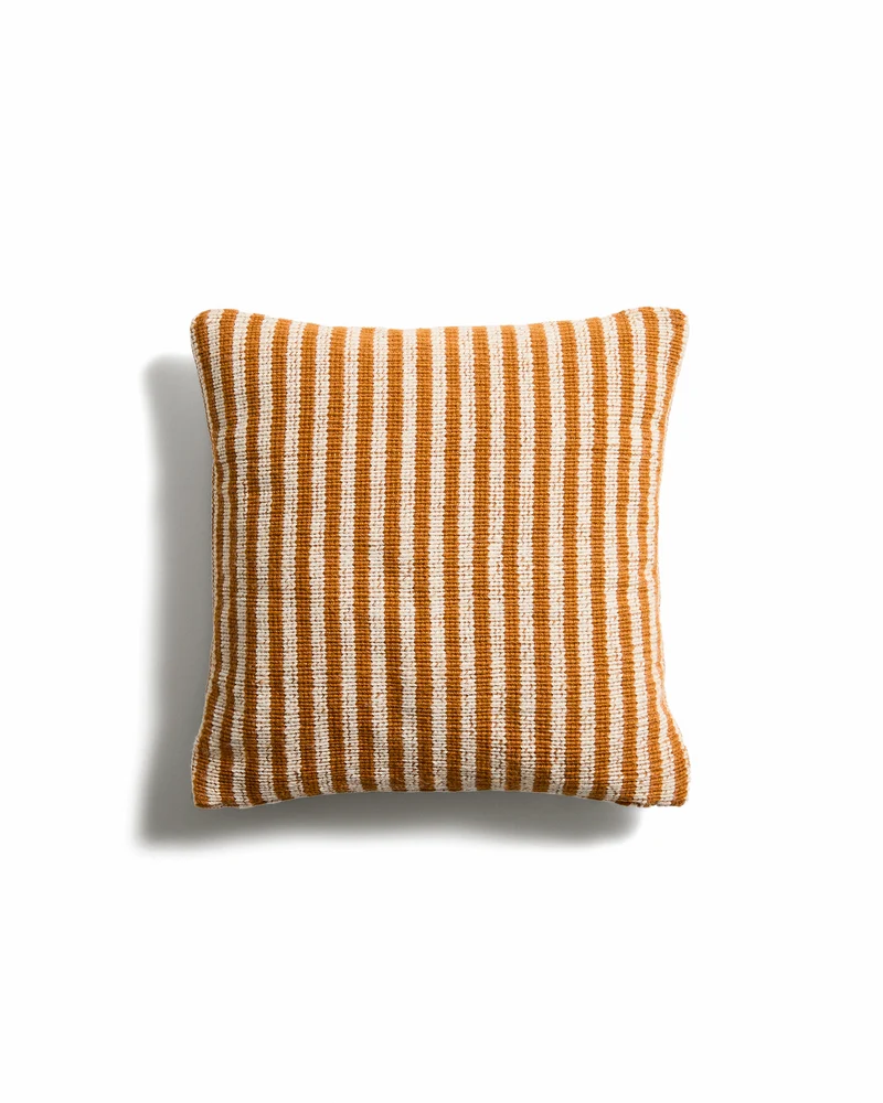 Dirome Orange Striped Cushion Cover