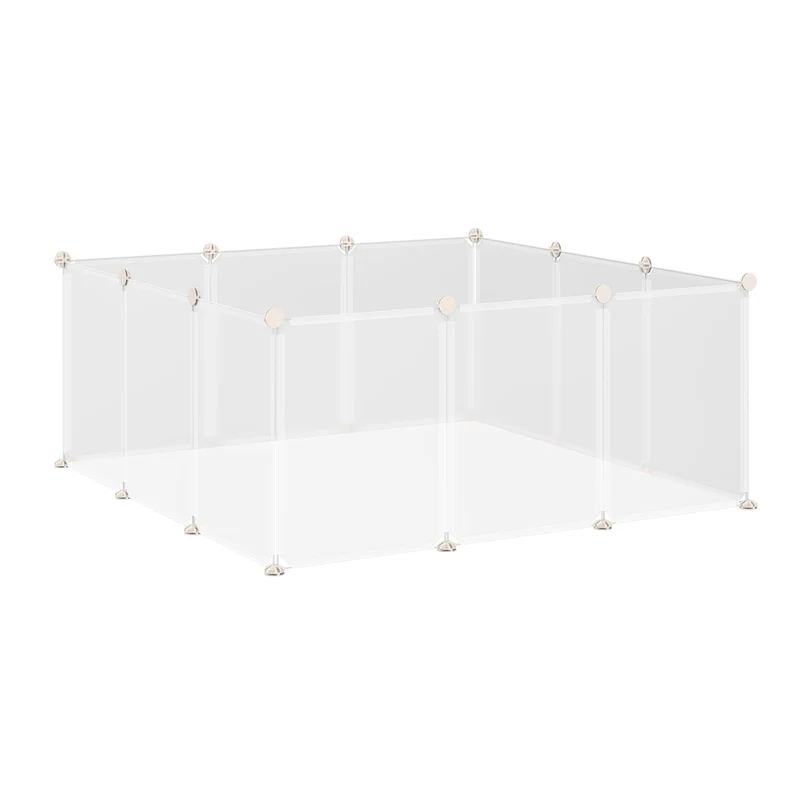 Enclos modulable pour petits animaux 105 x 105 x 45 cm montage modulable antidérapant style scandinave en métal blanc 21_0008036