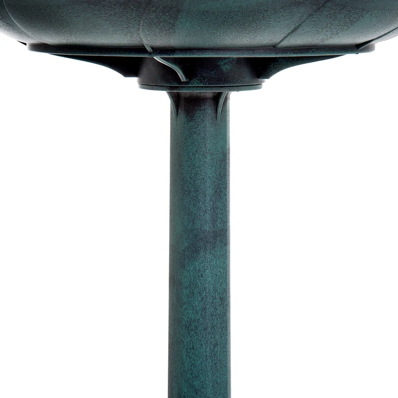 Bain d'oiseaux sur pied jardin plateau 50 x 69,5 cm bol profond 9,5 cm stabilité piquets rustique décoratif en PP vert 21_0003922