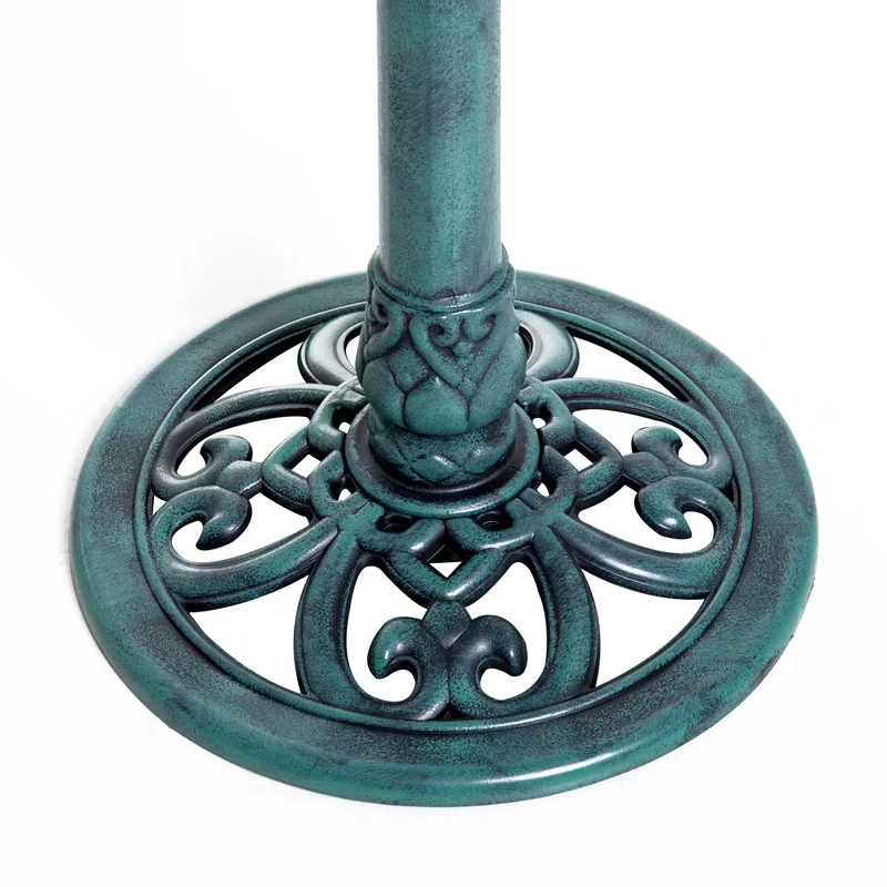 Bain d'oiseaux sur pied jardin plateau 50 x 69,5 cm bol profond 9,5 cm stabilité piquets rustique décoratif en PP vert 21_0003922
