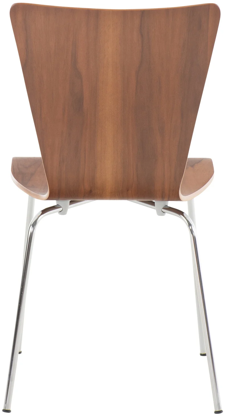 Chaise de cuisine salle à manger x1 empilable en bois noyer et structure stable à quatre pieds en métal 10_0003245