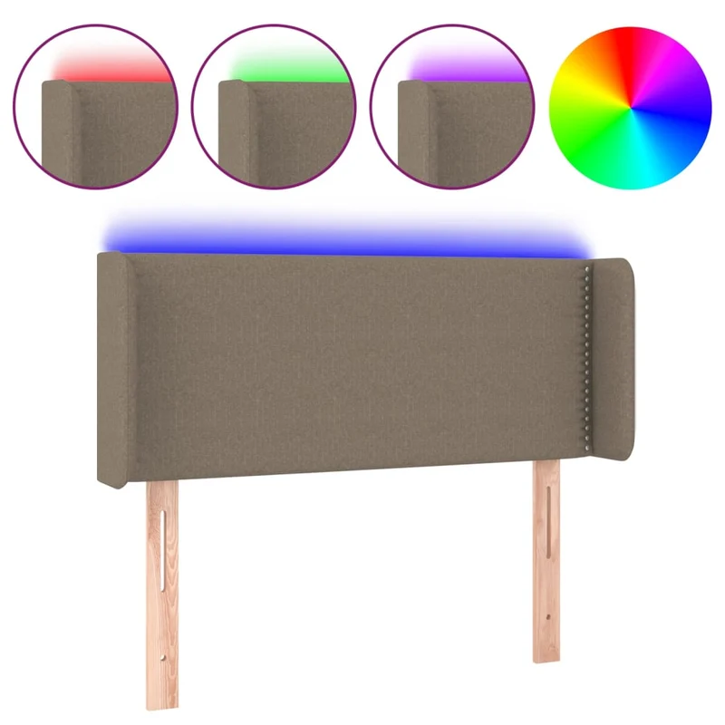 Tête de lit accessoire couchage chambre à coucher meuble à LED 93 x 16 x 78/88 cm tissu taupe TDL0200333