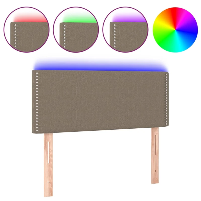 Tête de lit accessoire couchage chambre à coucher meuble à LED 90 x 5 x 78/88 cm tissu taupe TDL0200347