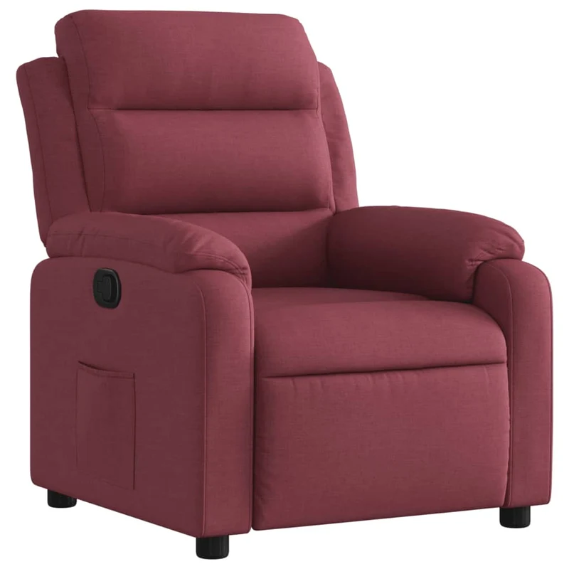 Fauteuil relax TV rembourrage confortable fonction d'inclinaison manuelle en tissu rouge bordeaux DEC028145