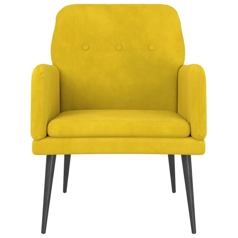 Fauteuil lounge design et moderne avec accoudoirs 62 x 79 x 79 cm en velours jaune DEC028624