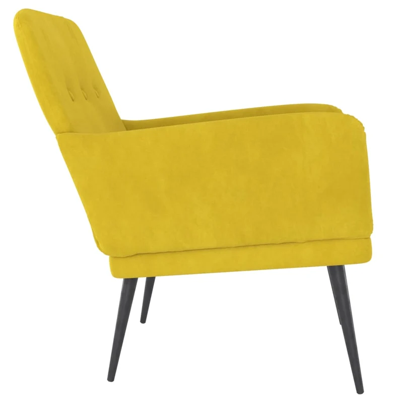 Fauteuil lounge design et moderne avec accoudoirs 62 x 79 x 79 cm en velours jaune DEC028624