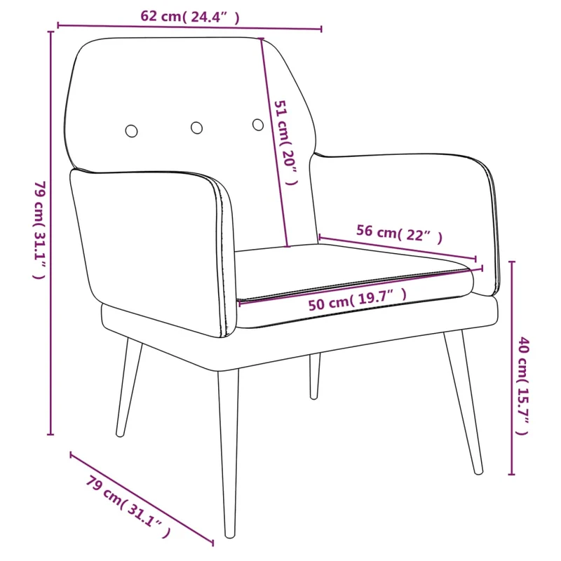 Fauteuil lounge design et moderne avec accoudoirs 62 x 79 x 79 cm en velours jaune DEC028624