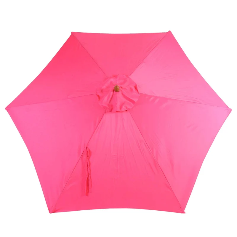 Parasol de jardin Ø 3 m avec mât en bois et toile polyester UV50 coloris rose 04_0010796
