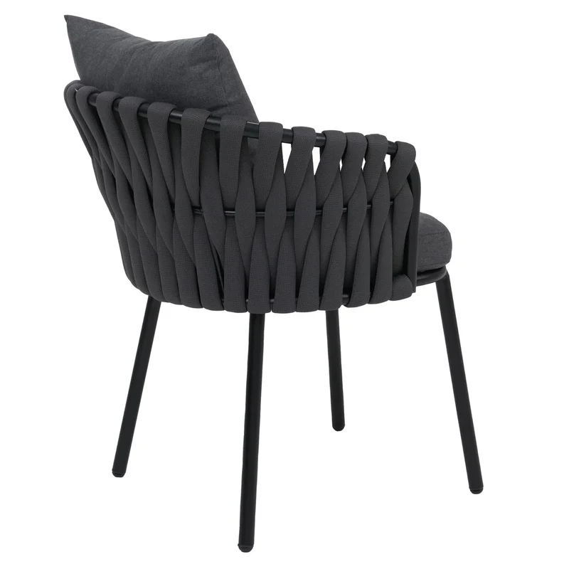 Lot de 2 fauteuils de jardin aluminium et corde tressée avec coussins anthracite 04_0008750