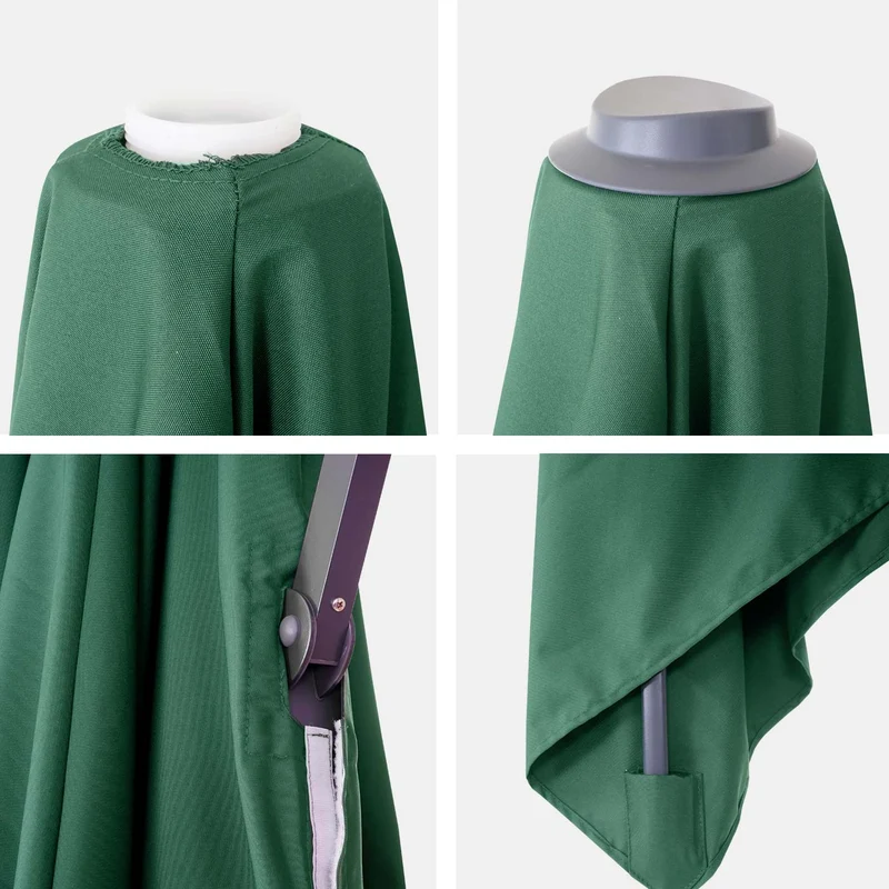 Parasol déporté 3 x 3 m envergure 430 cm inclinable 5 positions rotatif 360 avec manivelle aluminium et polyester couleur vert foncé 04_0011221