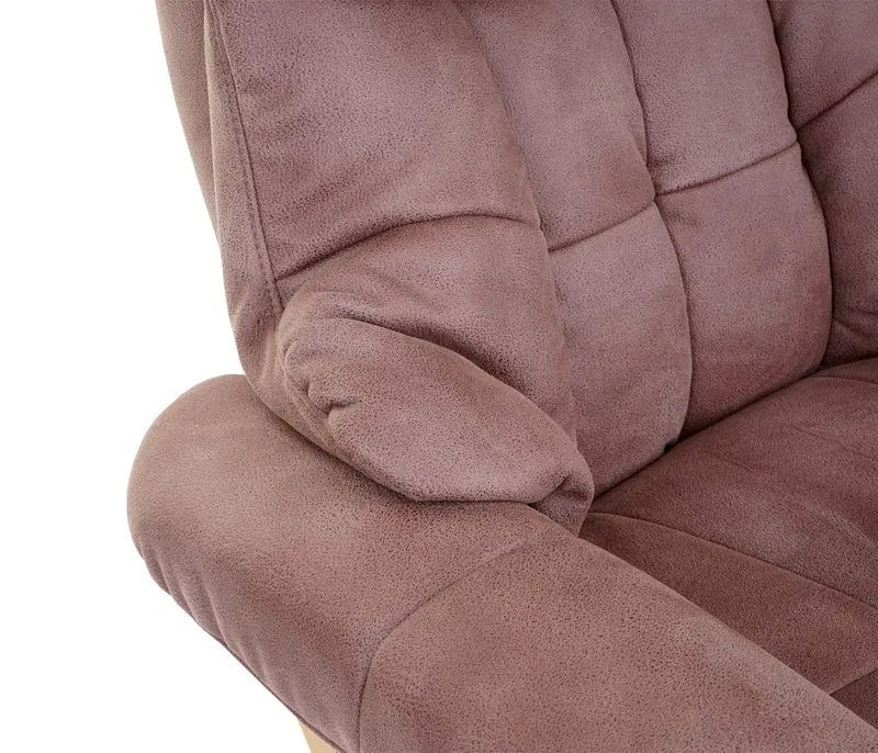 Fauteuil de relaxation avec repose-pieds et accoudoirs en tissu/textile capacité de charge 150 kg marron 04_0003669