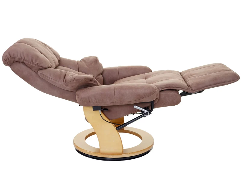 Fauteuil de relaxation avec repose-pieds et accoudoirs en tissu/textile capacité de charge 150 kg marron 04_0003669