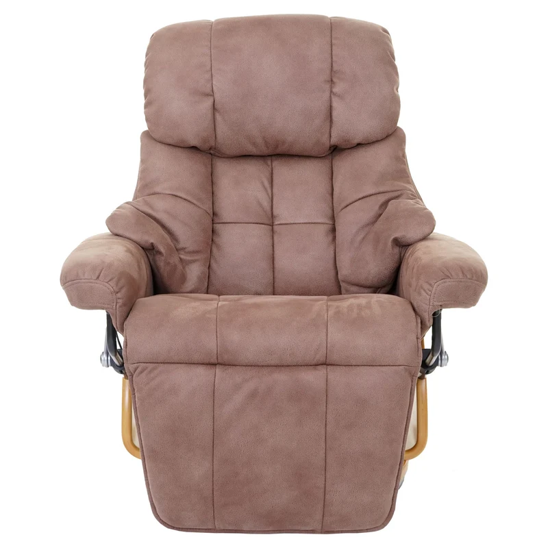 Fauteuil de relaxation avec repose-pieds et accoudoirs en tissu/textile capacité de charge 150 kg marron 04_0003669