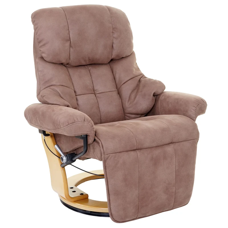 Fauteuil de relaxation avec repose-pieds et accoudoirs en tissu/textile capacité de charge 150 kg marron 04_0003669