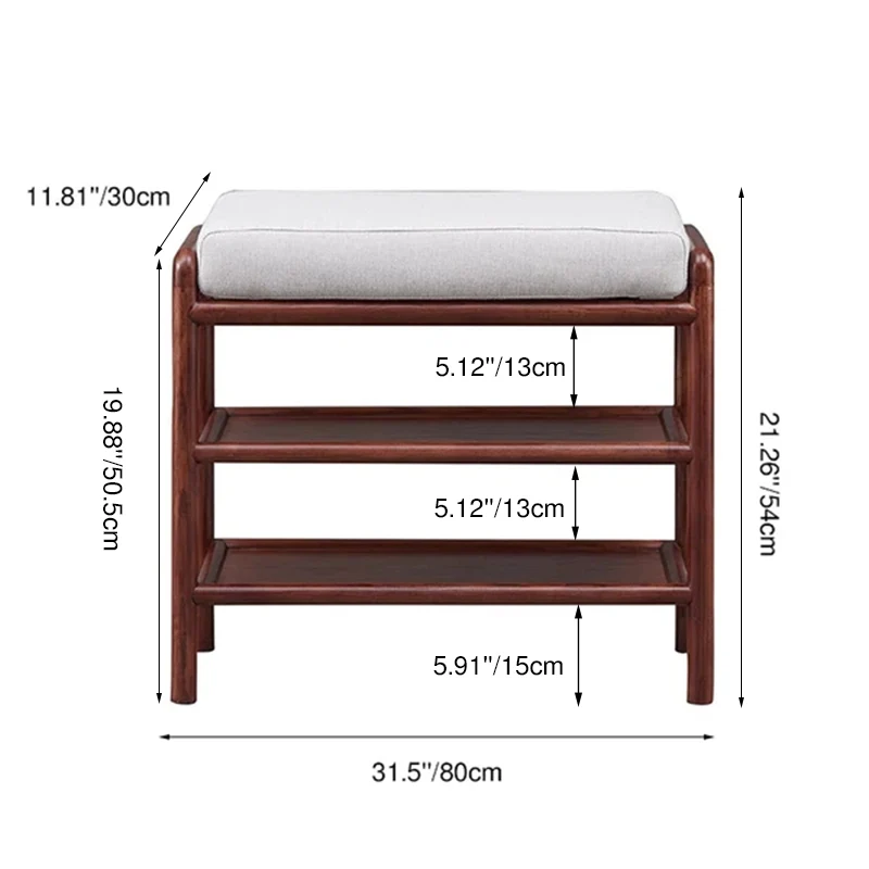 Soft Cushion Seat, 2-Tier Open Shoe Rack Shoe Bench - Chinese Solid Ash Wood Hallway Bench For Changing Shoes, Space-Saving Home Furniture For Entryway