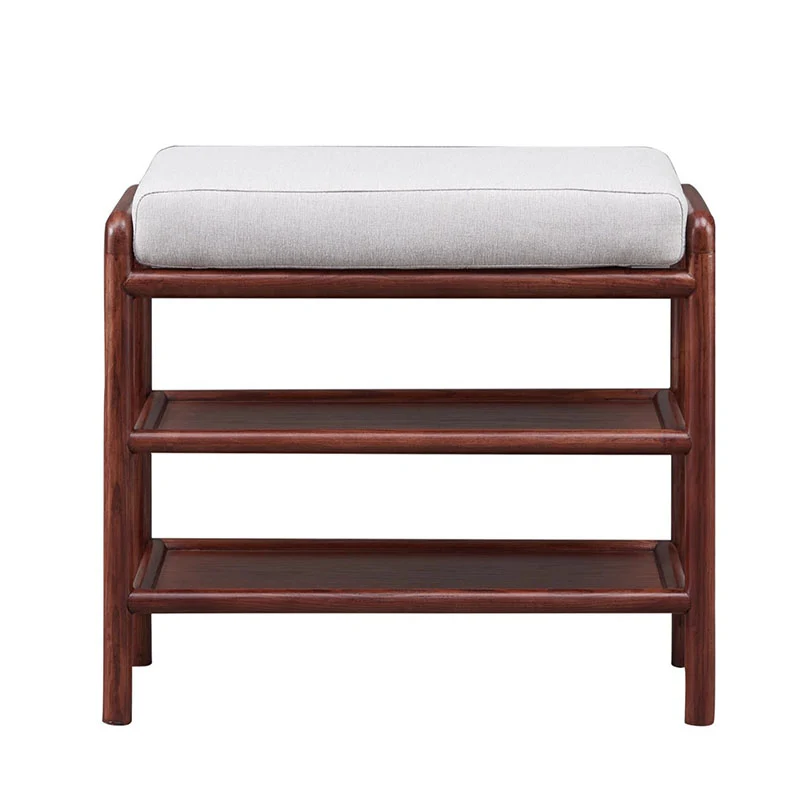 Soft Cushion Seat, 2-Tier Open Shoe Rack Shoe Bench - Chinese Solid Ash Wood Hallway Bench For Changing Shoes, Space-Saving Home Furniture For Entryway