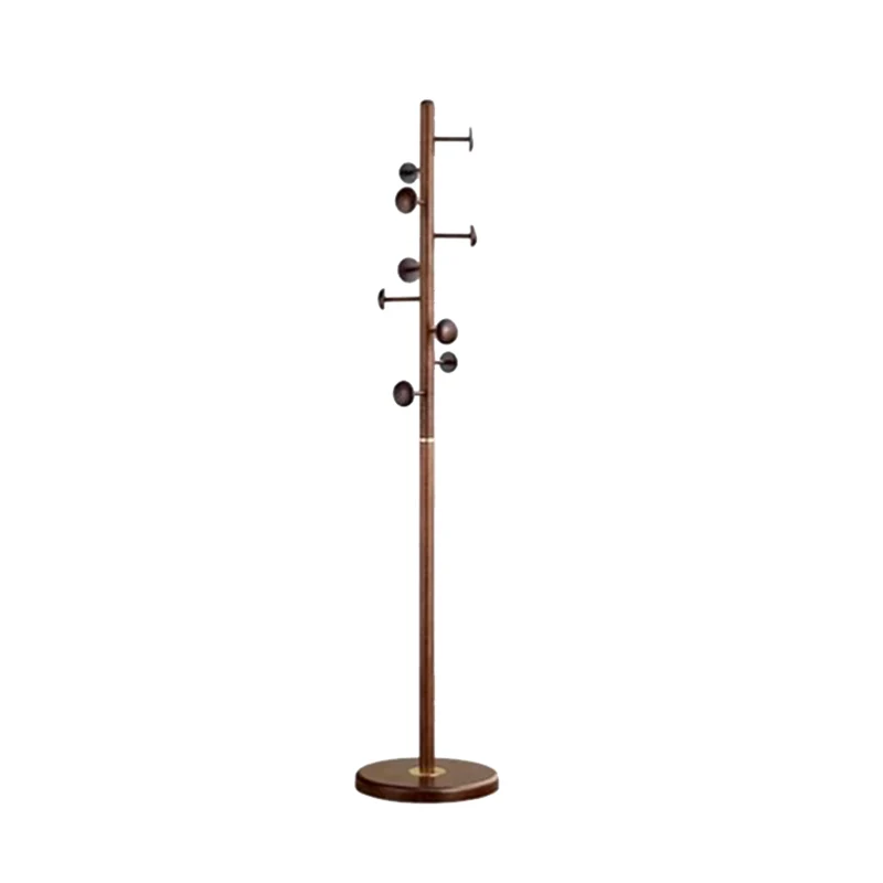 Rubberwood Coat Rack Stand With Multiple Hooks Hall Tree - Chinese Freestanding & Space-Saving Clothes Hanger Storage Rack For Entryway & Bedroom & Living Room