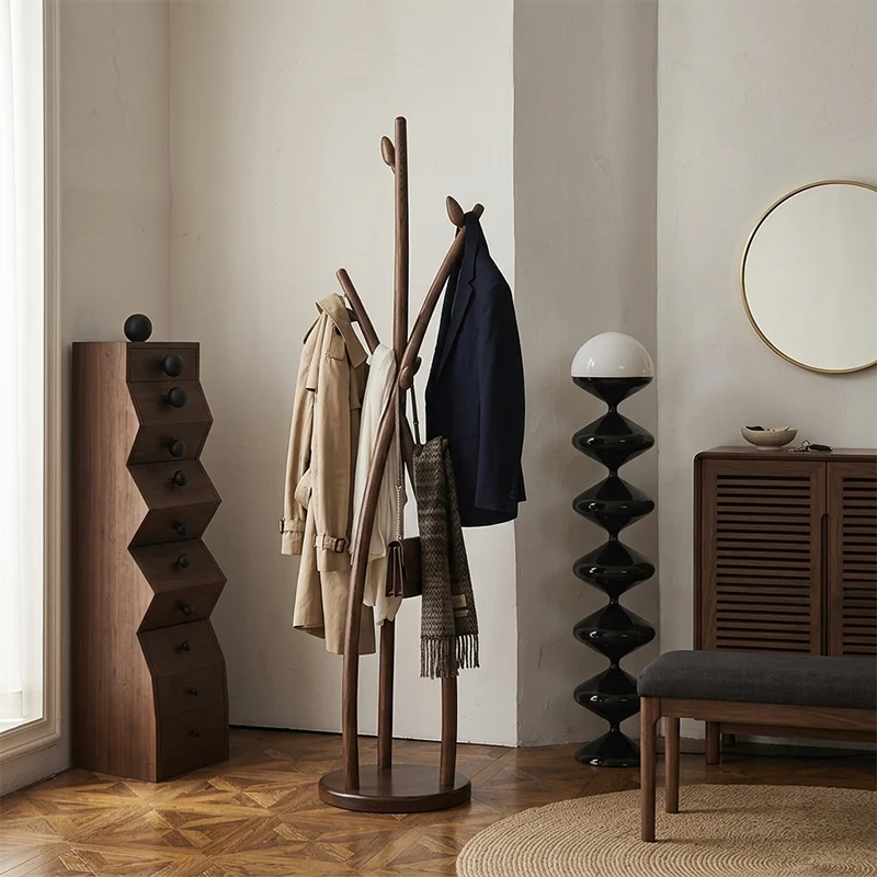 Contemporary Creative Ash Wood Coat Rack - Sculptural Branch Hooks Hall Tree For Living Room