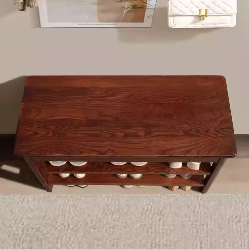 Solid Ash Wood Bench Multi-Purpose Hallway Organizer Shoe Bench - Chinese Shoe Rack Bench With Storage Drawer, Freestanding Hallway Seating Bench For Entryway