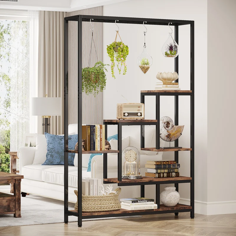 Tribesigns Support pour plantes d'intérieur à 5 niveaux, Étagère en métal avec 10 crochets de suspension en S