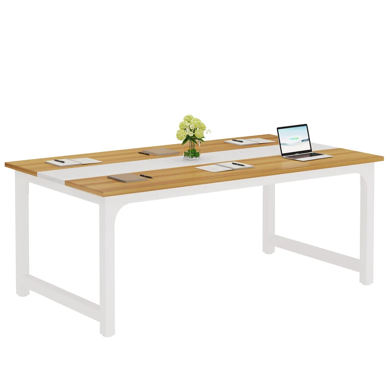 Tribesigns Bureau télétravail, Bureau en bois et métal Bureau d'ordinateur grand et moderne