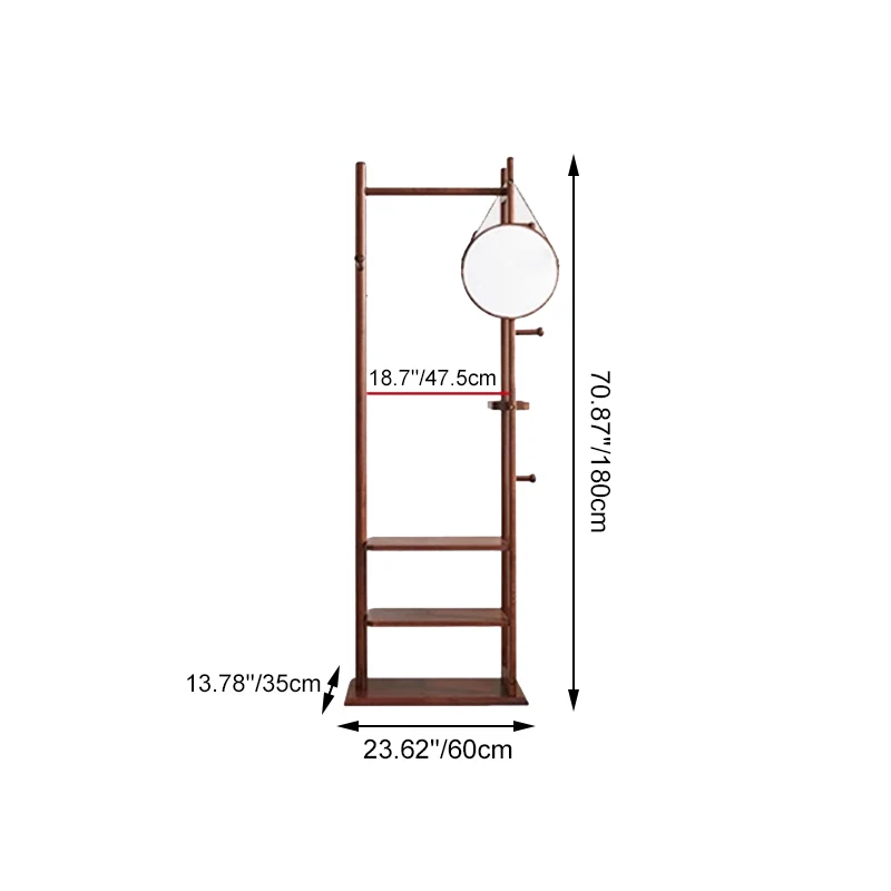 Scandinavian Inspired Wooden Coat Rack With Storage Shelves - Elegant Solid Wood & Plywood Entryway Organizer Bedroom Storage For Clothes Bags And Accessories
