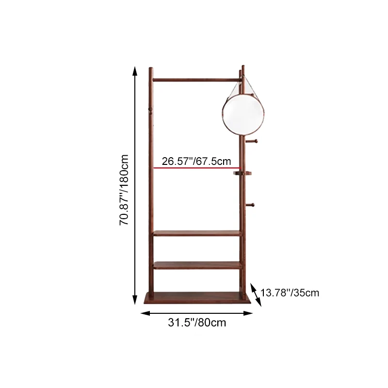 Scandinavian Inspired Wooden Coat Rack With Storage Shelves - Elegant Solid Wood & Plywood Entryway Organizer Bedroom Storage For Clothes Bags And Accessories
