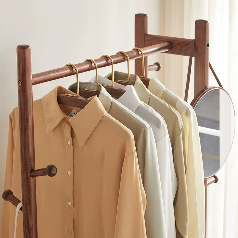 Scandinavian Inspired Wooden Coat Rack With Storage Shelves - Elegant Solid Wood & Plywood Entryway Organizer Bedroom Storage For Clothes Bags And Accessories