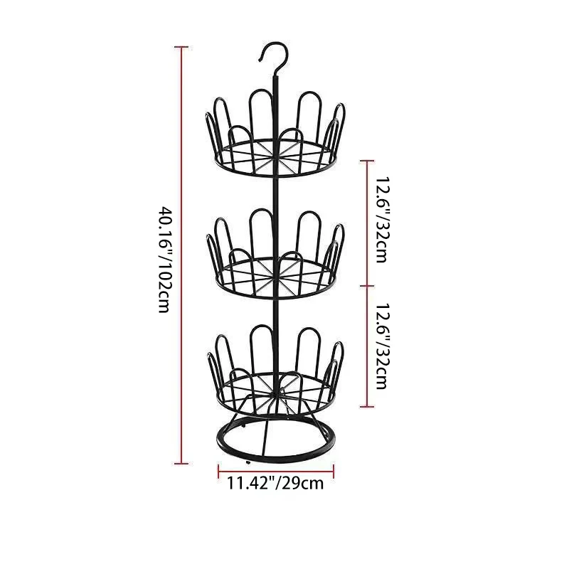 Modern Minimalist Carbon Steel Round Swivel Shoe Storage Rack 2/3-Tier For Balcony & Living Room