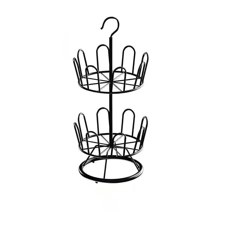 Modern Minimalist Carbon Steel Round Swivel Shoe Storage Rack 2/3-Tier For Balcony & Living Room