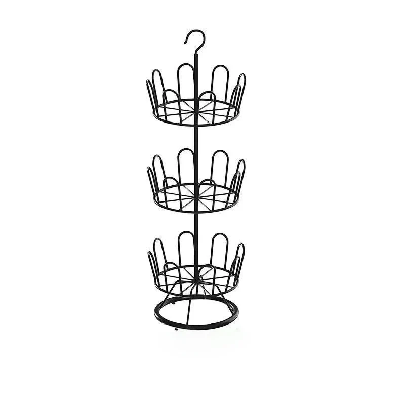 Modern Minimalist Carbon Steel Round Swivel Shoe Storage Rack 2/3-Tier For Balcony & Living Room