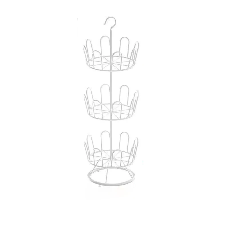 Modern Minimalist Carbon Steel Round Swivel Shoe Storage Rack 2/3-Tier For Balcony & Living Room