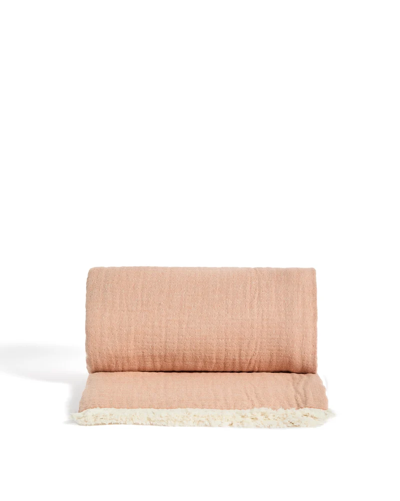 Nafine muslin blanket with two-toned fringe 130 x 170 cm