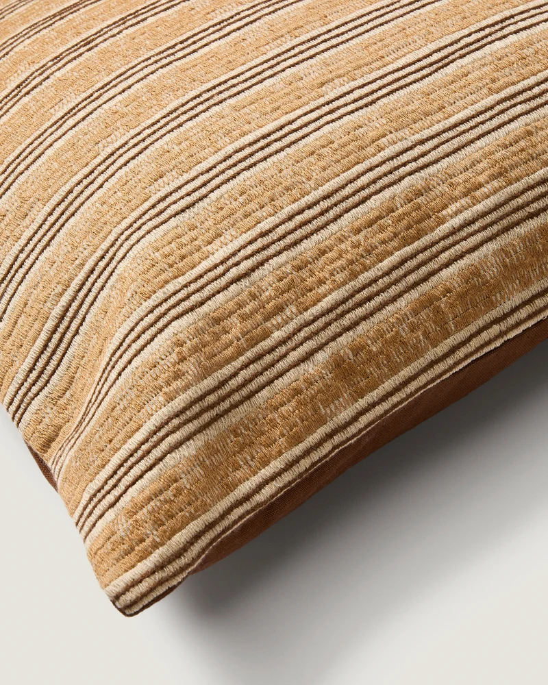 Tavina 100% cotton cushion cover with brown embroidery 50 x 50cm