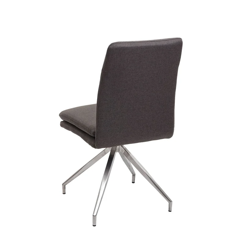 6x chaises de salle à manger cuisine en tissu gris-marron et en acier inoxydable design et confortable 04_0000667