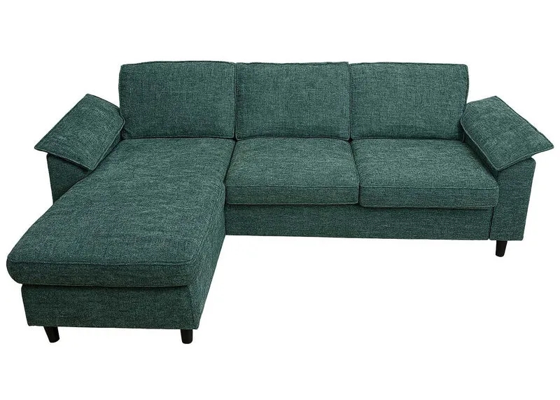 Canapé d’angle convertible en L avec méridienne réversible en tissu gris-vert canapé moderne avec coussins amovibles et suspension à ressorts ensachés 04_0009285