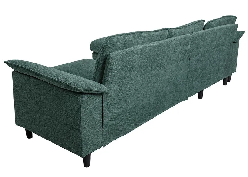 Canapé d’angle convertible en L avec méridienne réversible en tissu gris-vert canapé moderne avec coussins amovibles et suspension à ressorts ensachés 04_0009285