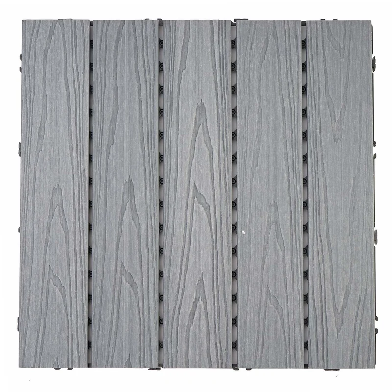 Dalles de sol wpc clipsables effet bois 3d gris 50x50 cm lot de 4 1 m² pour balcon et terrasse 04_0011109