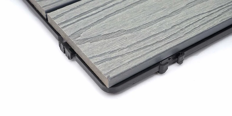 Dalles de sol wpc clipsables effet bois 3d gris 50x50 cm lot de 4 1 m² pour balcon et terrasse 04_0011109