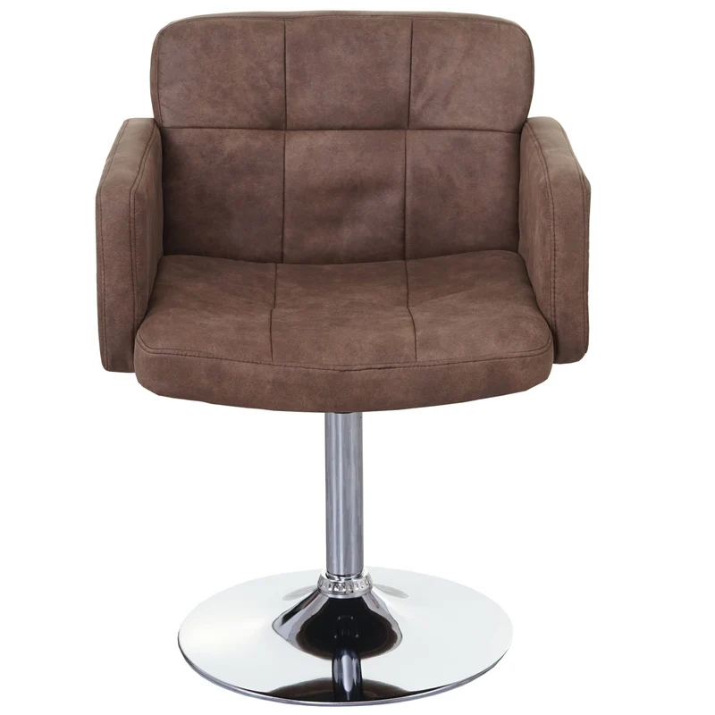 Chaise de salle à manger pivotante faux suède chromé marron vintage 04_0002391