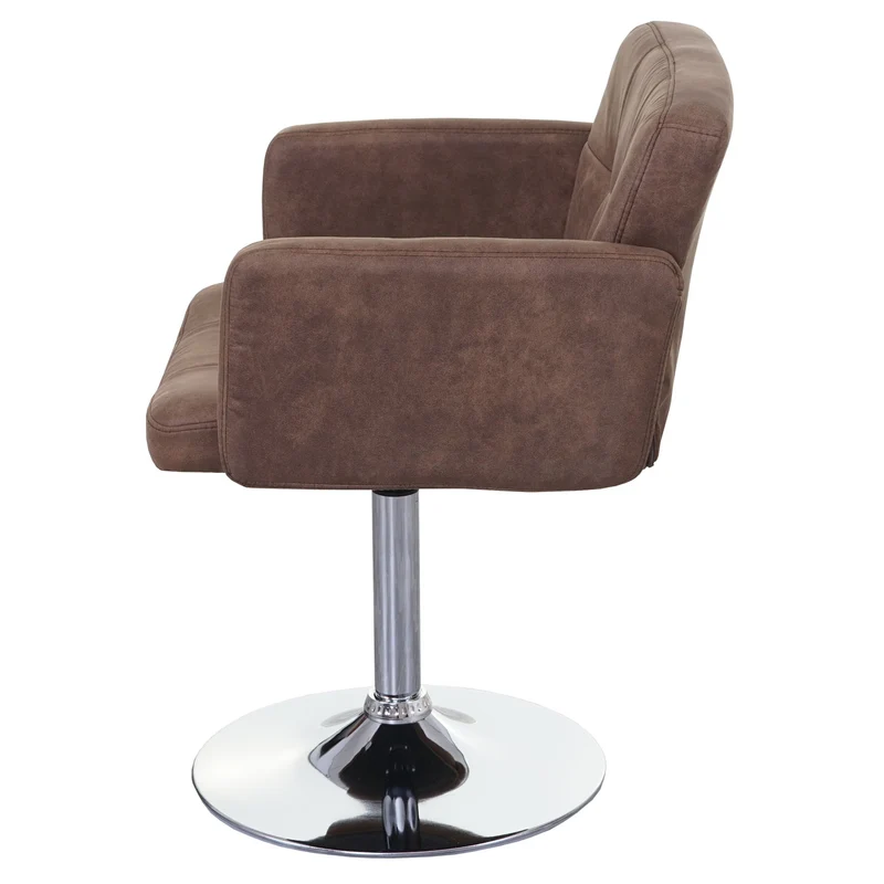 Chaise de salle à manger pivotante faux suède chromé marron vintage 04_0002391