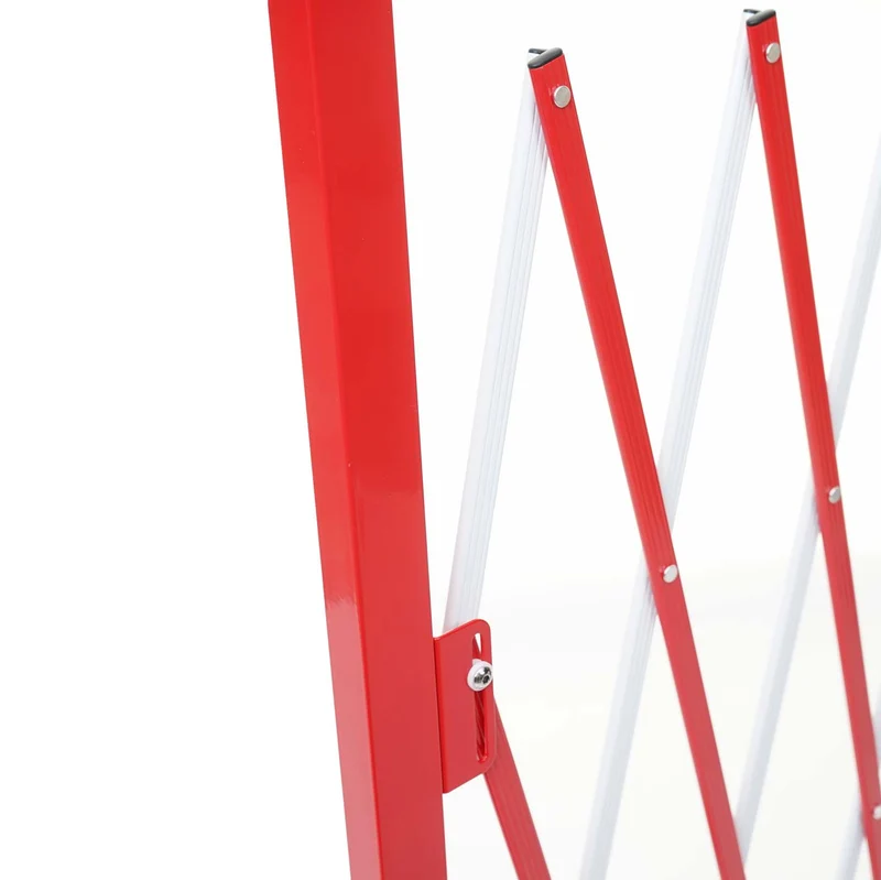 Barrière de sécurité clôture à ciseaux extensible aluminium rouge-blanc hauteur 153cm largeur 28-200cm 04_0001213